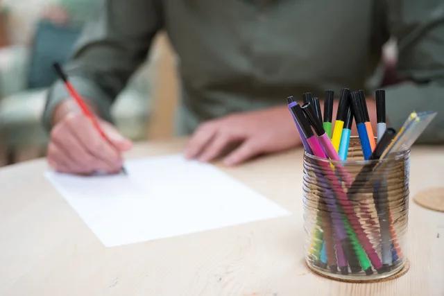 write, pencils, desk, pen, colors, man, sit, work, drawing, office, draw, working place, executive, job, paper, stationery, sketch. Recording uncertainty in a qualification note
